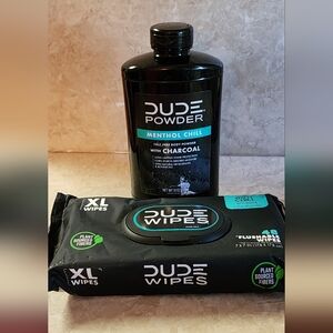 Dude Body Powder Menthol Chill with XL Wipes Mint Chill. NEW